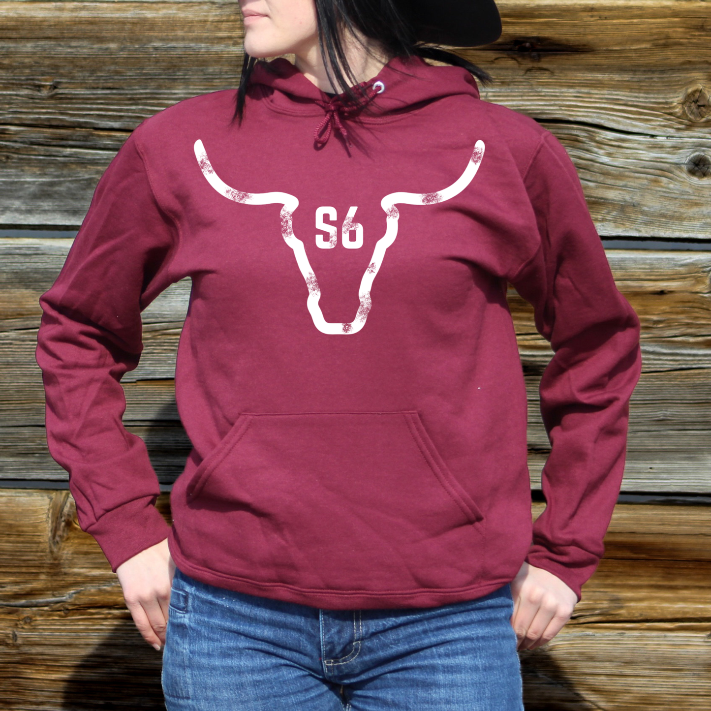 Maroon Snappy6 with White Logo Hoodie