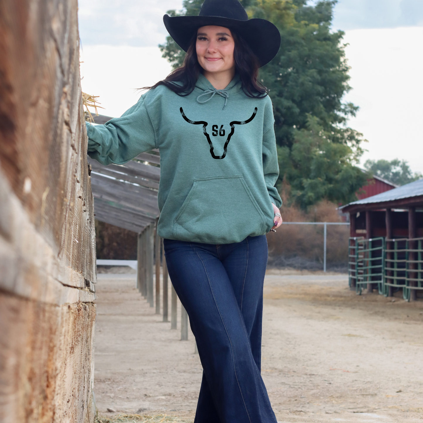 Snappy6 Heather Green with Black Logo Hoodie