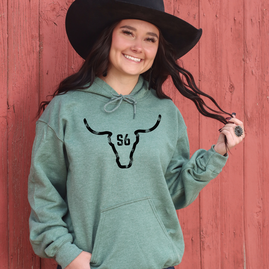 Snappy6 Heather Green with Black Logo Hoodie