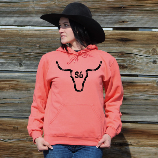 Snappy6 Coral with black Logo Hoodie