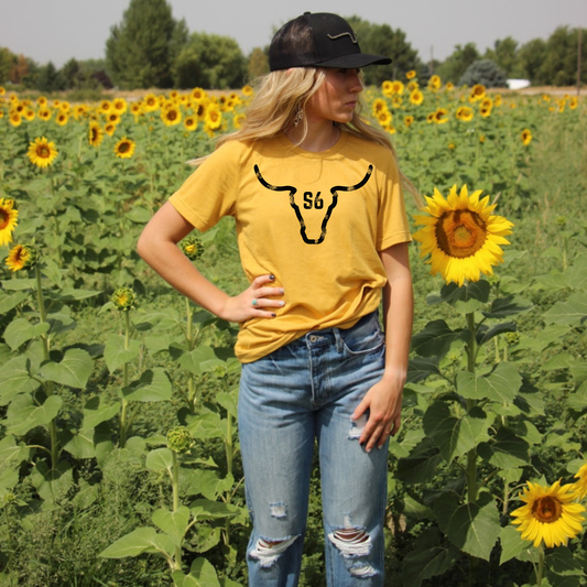 Snappy6 Mustard Graphic Tee with Black Logo